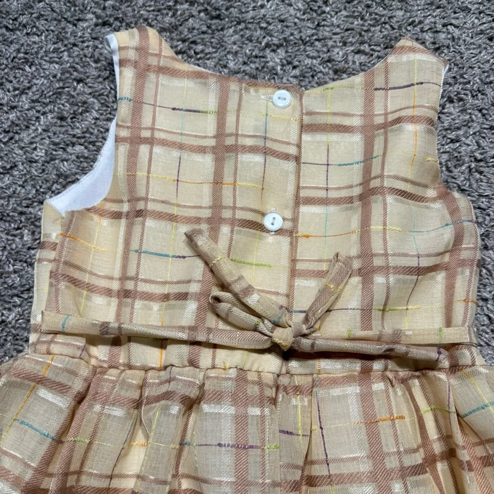 Oshkosh B’Gosh vtg 4T girls dress brown cream plaid 90s